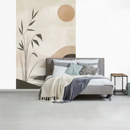 Japandi - Landschap - Beige fotobehang vinyl groot -slaapkamer