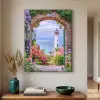 Doorkijk - Vuurtoren - Bloemen - Uitzicht Textielframe zwart klein -sfeer1