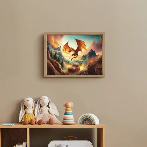 Draak - Auto - Bergen - Vuur Light Box met batterij (Wandlamp kind) middel -sfeer2_kind