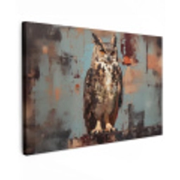 Geschilderd - Abstract - Uil - Bruin Tuinposter op houten frame 2 cm dik klein -3d
