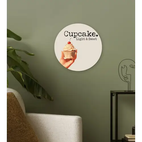 Cupcake - Zoet - Kers Wandcirkel plexiglas klein -sfeer3
