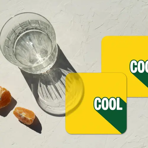Cool - Geel - Groen onderzetter kurk middel -sfeer4