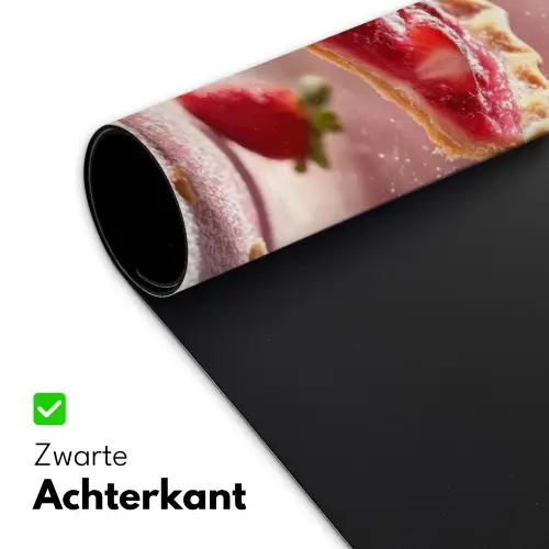 Aardbei - Taart- Eten - Roze Muismat XXL klein -sfeer2