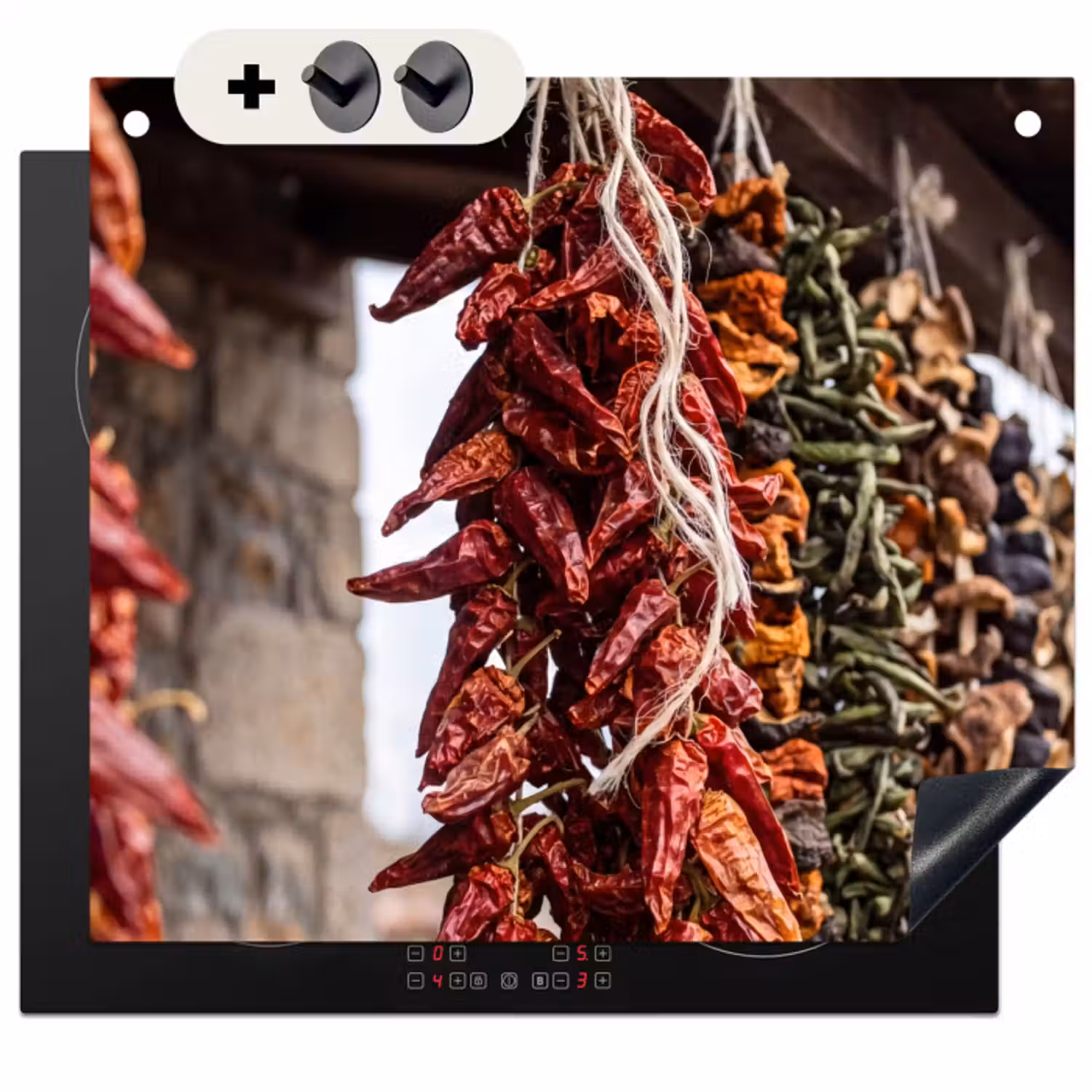 Inductie beschermer en spatscherm (2in1) - Rode pepers - Eten