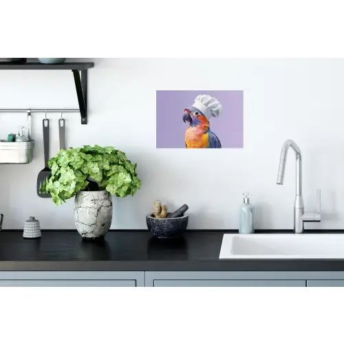 Papegaai - Koksmuts - Paars - Cute Muursticker klein -keuken