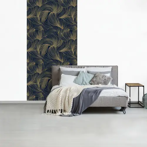 Abstract - Lijnen - Blauw - Goud fotobehang vinyl groot 64 -slaapkamer