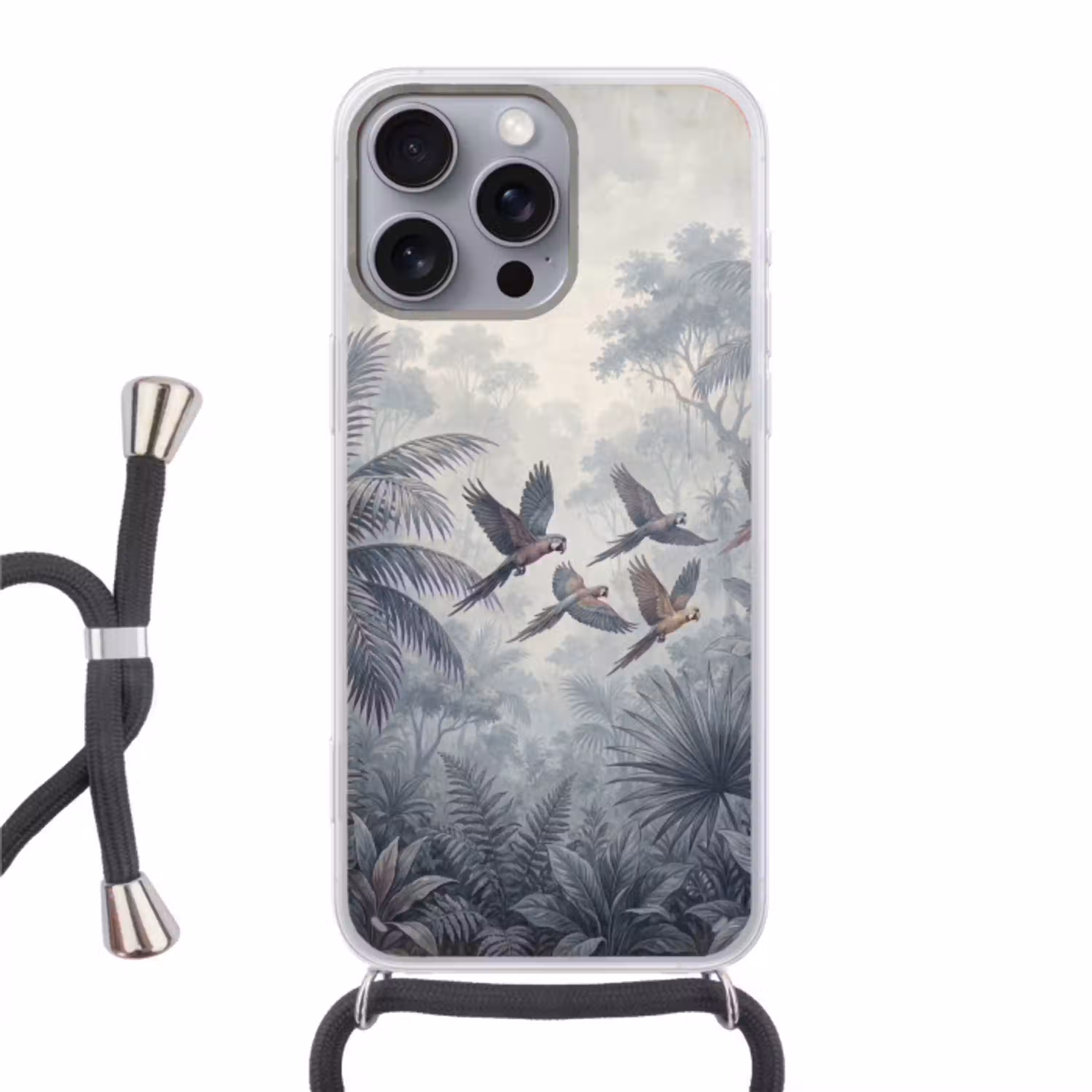 Vogel - Vliegend - Jungle - Vintage - Dieren Hoesje iPhone 16 Pro Max met koord klein -3d