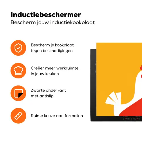 Kippen - Oranje - Vlakken Inductie beschermer vinyl 3mm klein -zzzzzzz-td-ups
