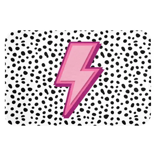 Bliksem - Roze - Stippen Badmat klein -3d