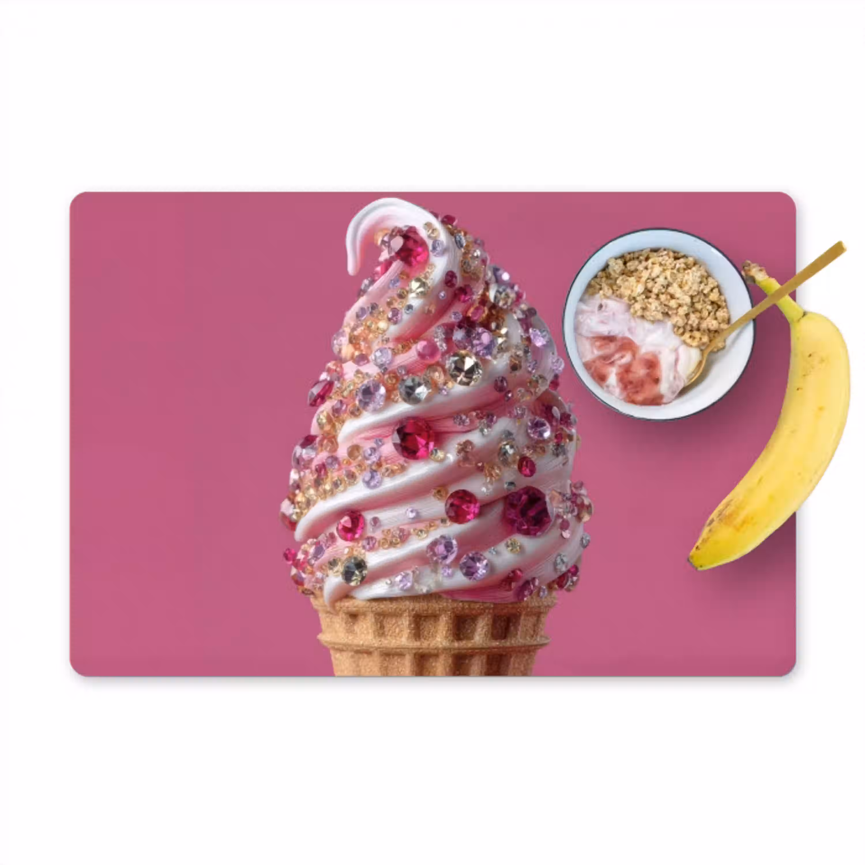 Softijs - Edelstenen - Roze - Hoorntje Placemat vinyl groot -zzzproduct_Kitchenyeah-website