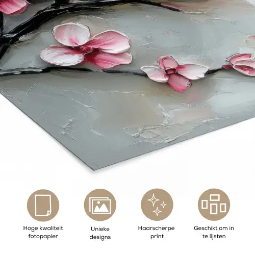 Bloesem - Kunstzinnig - Roze - Sakura poster papier klein -closeup_NL