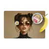 Vrouw - Beige - Bloem - Modern - Portret Placemat vinyl groot -zzzproduct_Kitchenyeah-website