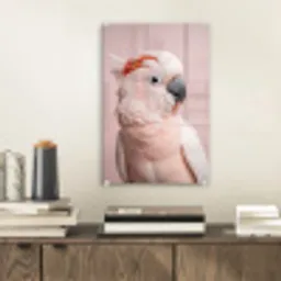 Kaketoe - Portret - Roze plexiglas 5mm klein -sfeer1
