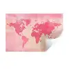 Wereldkaart - Roze - Vaag Muursticker klein -3d