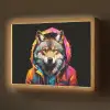Graffiti - Wolf - Jas - Zwart Light Box met batterij (Wandlamp) middel -z3d_website