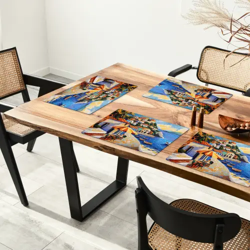 Kustdorp - Huisjes - Mozaïek - Zee Placemat vinyl groot -zzsfeer4_Kitchenyeah-website