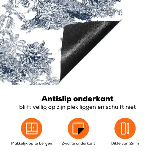 Palmbomen - Jungle - Abstract - Blauw Inductie beschermer vinyl 3mm klein 276 -zzzzzzz-td-onderkant