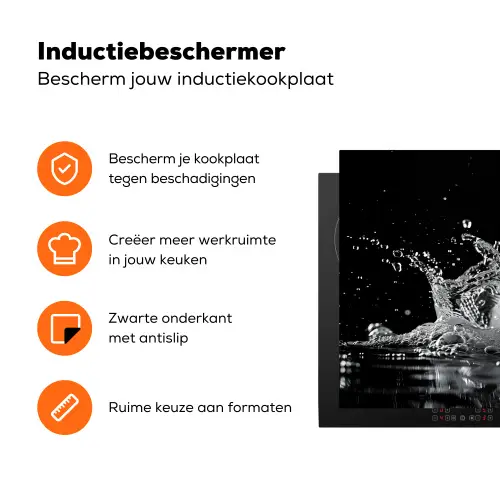 Water - Splash - Zwart Inductie beschermer vinyl 3mm klein -zzzzzzz-td-ups