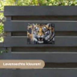 Tijger - Verfspatten - Goud tuinposter los doek klein -sfeer3