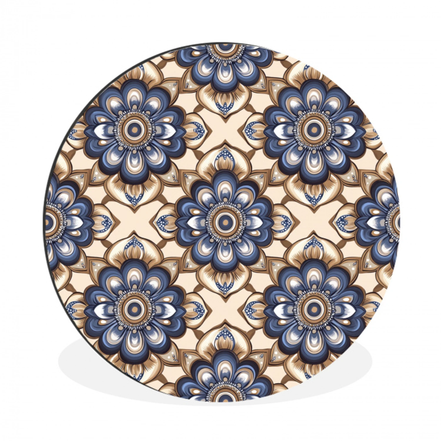 Floraal - Ornament - Blauw Wandcirkel aluminium klein 190 -3d