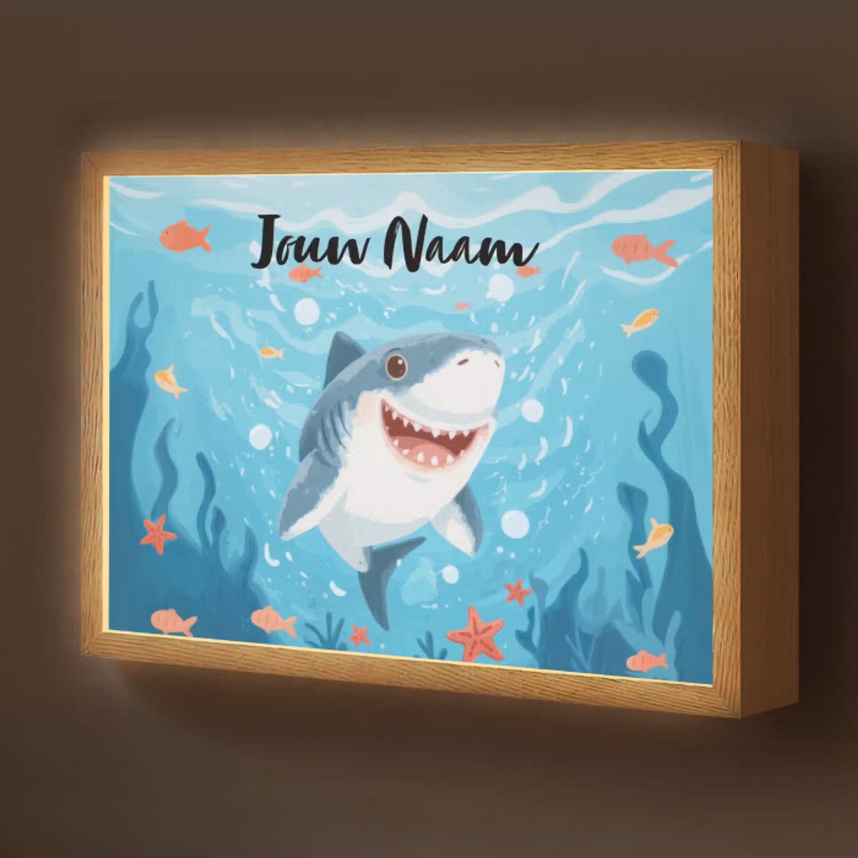 Haai - Vissen - Blauw - Onderwater Light Box met batterij (Wandlamp kind) middel -z3d_website
