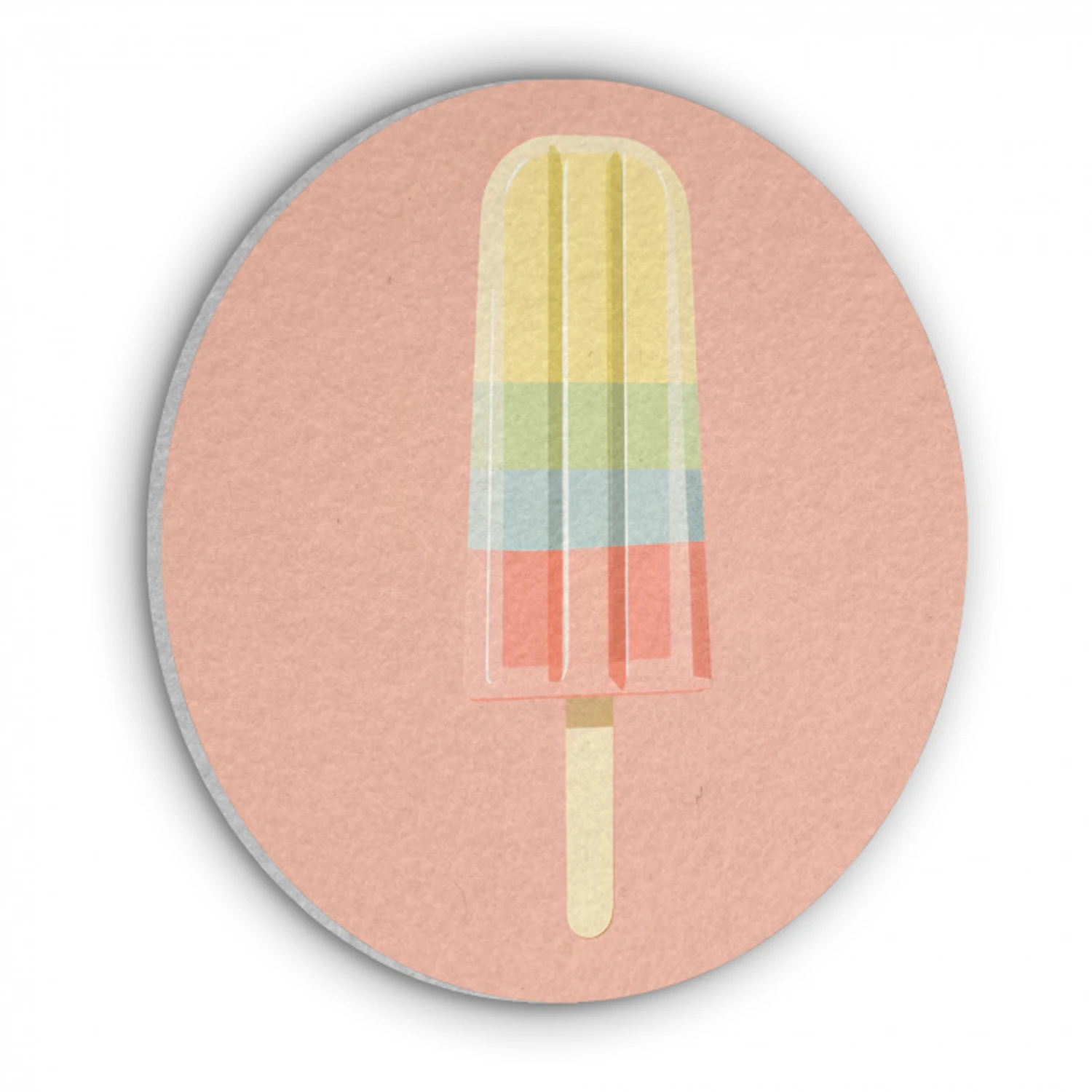 Waterijsje - Pasteltinten - Minimalistisch Akoestische PET Vilt - Rond klein -3d
