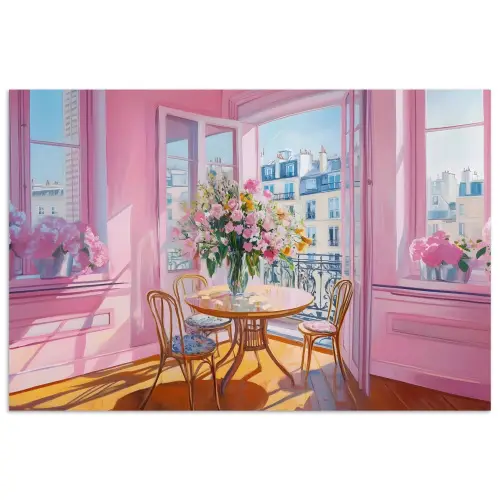 Pink - City - Bloemen poster papier klein -3d