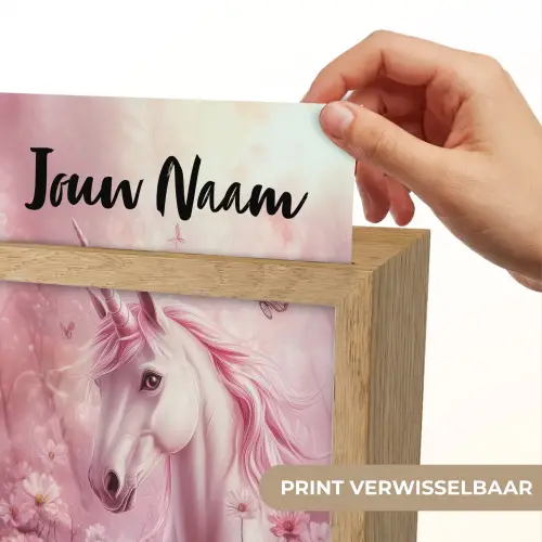 Eenhoorn - Roze - Vlinders - Bloemen Light Box met kabel (Kinderlampje) klein -USP_websiteprintNL