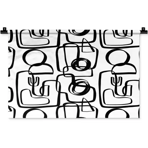Lijnen - Zwart - Vorm - Abstract Wandkleed katoen klein 269 -zz3d