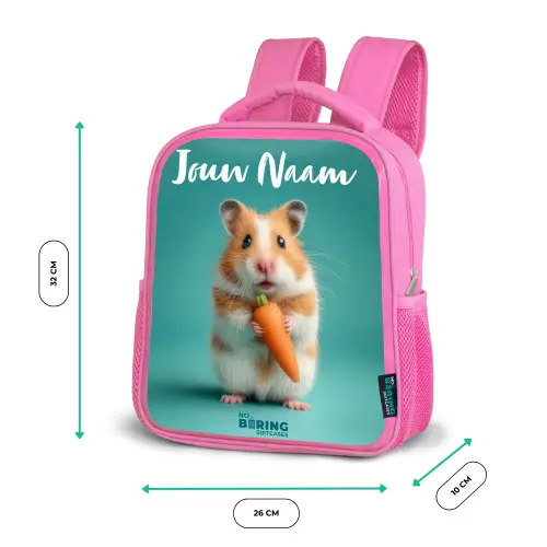 Hamster - Wortel - Dier Kinderrugzak - Roze middel -productfoto_formaten