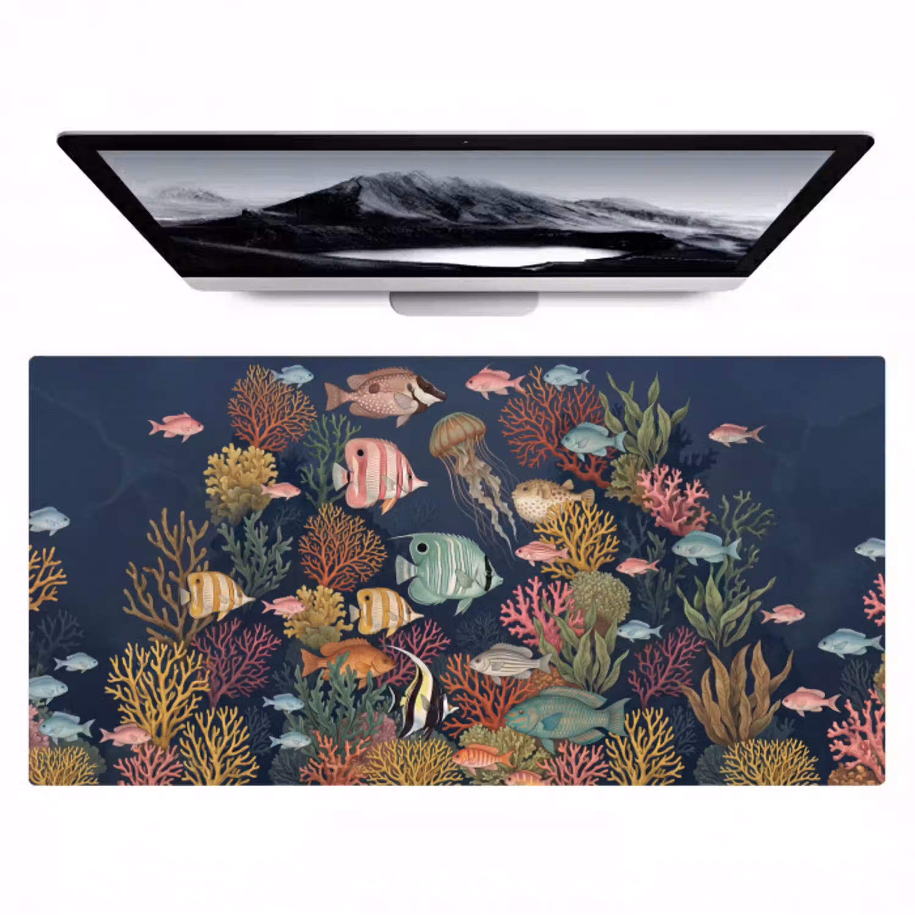 Onderwaterwereld - Vissen - Koraal - Illustratie - Kleurrijk Muismat XXL klein -zzz3d