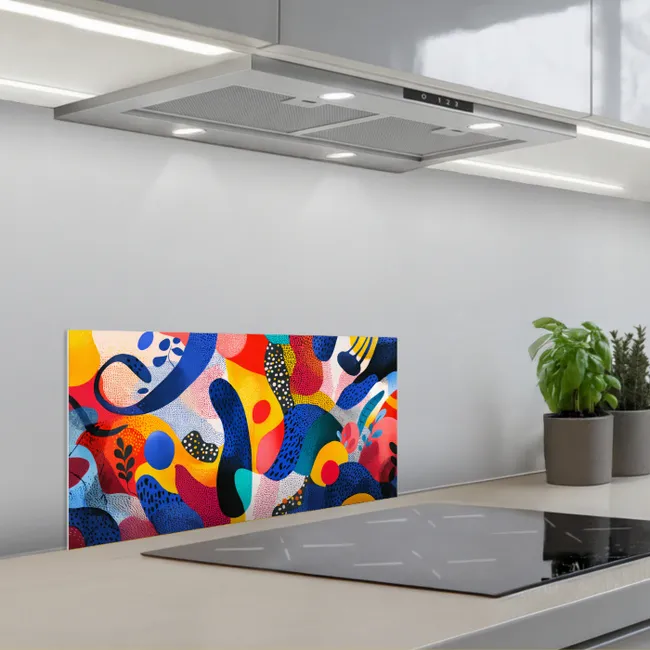 Vormen - Abstract - Stippels - Blauw keuken achterwand spatscherm klein -3d_schuin