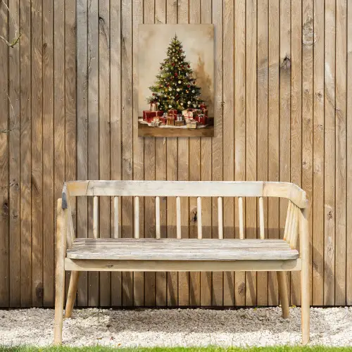 Kerstboom - Versierd - Kleurrijk Tuinposter op houten frame 2 cm dik klein -sfeer4