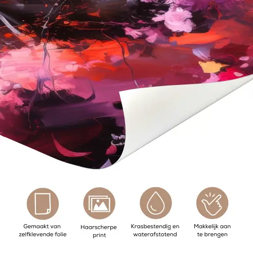 Gemaltes Pferd in kräftigen Farben mit personalisierbarem Text oben. deurposter klein -closeup_NL