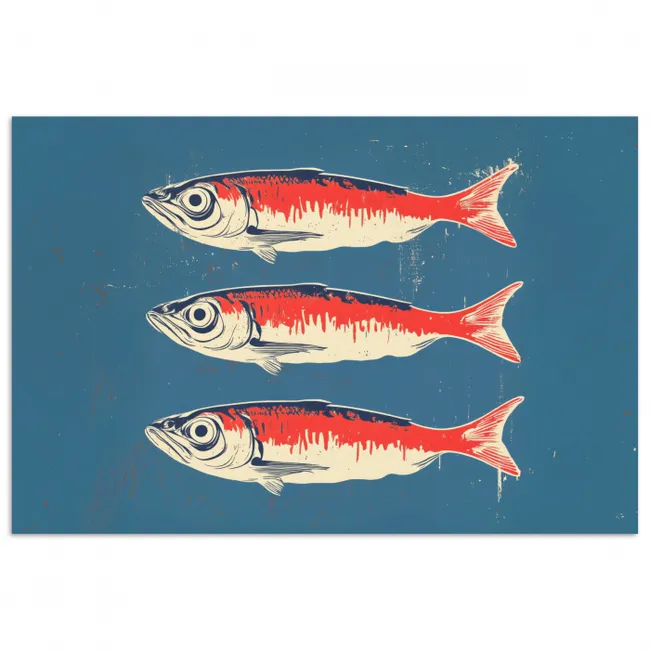 Poster - Vissen - Rood - Blauw
