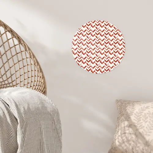 Strepen - Rood - Wit - Patroon Wandcirkel behangsticker klein 186 -sfeer4