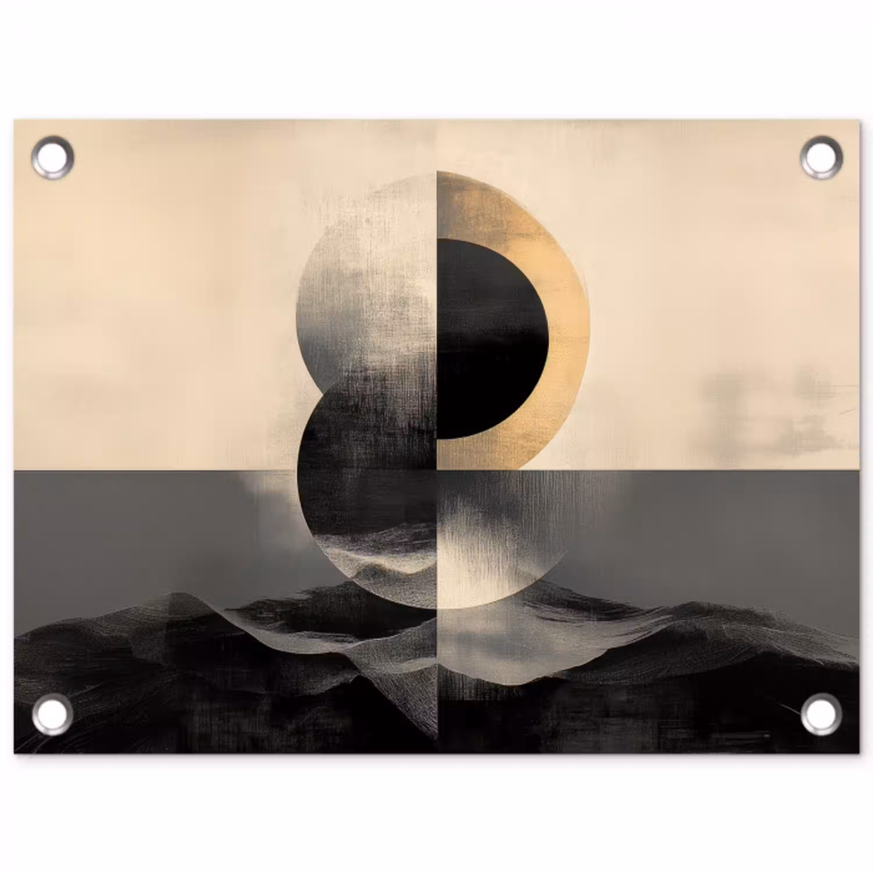 Cirkels - Schaduw - Abstract tuinposter los doek klein -3d