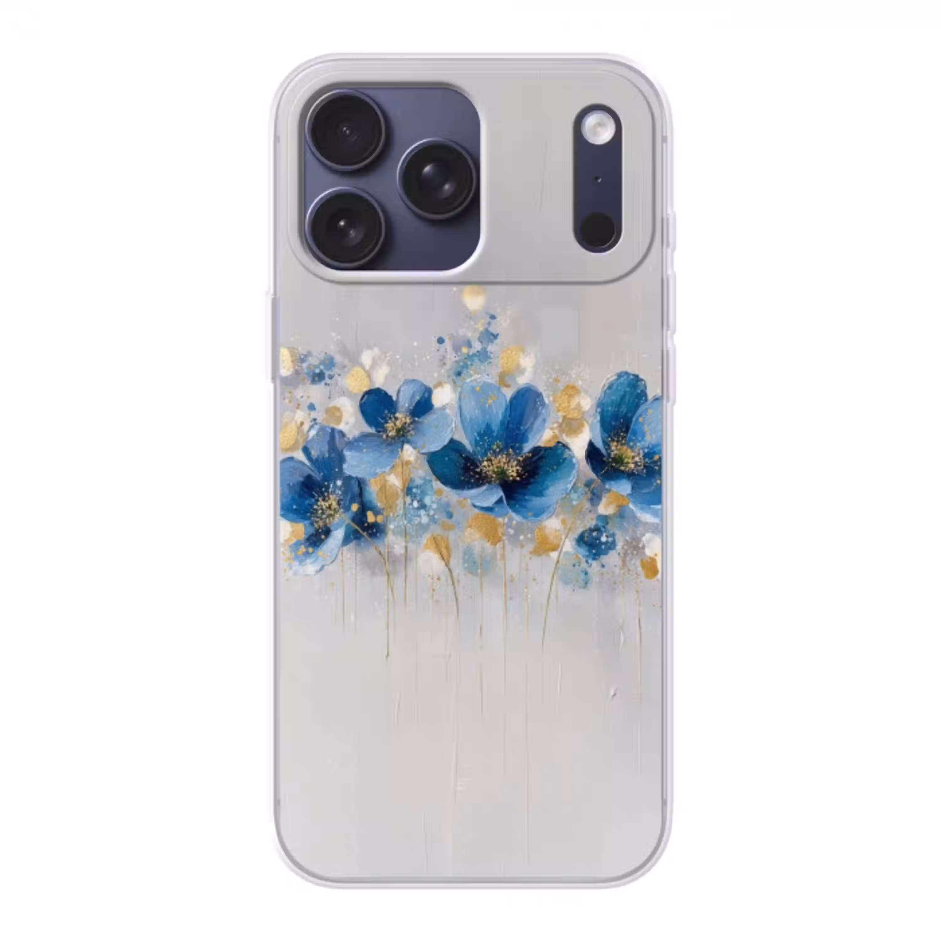 Bloemen - Blauw - Abstract Telefoonhoesje iPhone 17 Pro Max klein -3d
