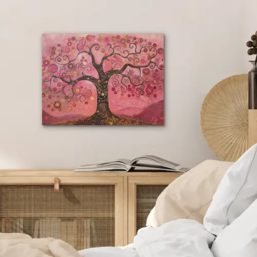 Boom - Levensboom - Roze - Goud PET vilt klein -sfeer3