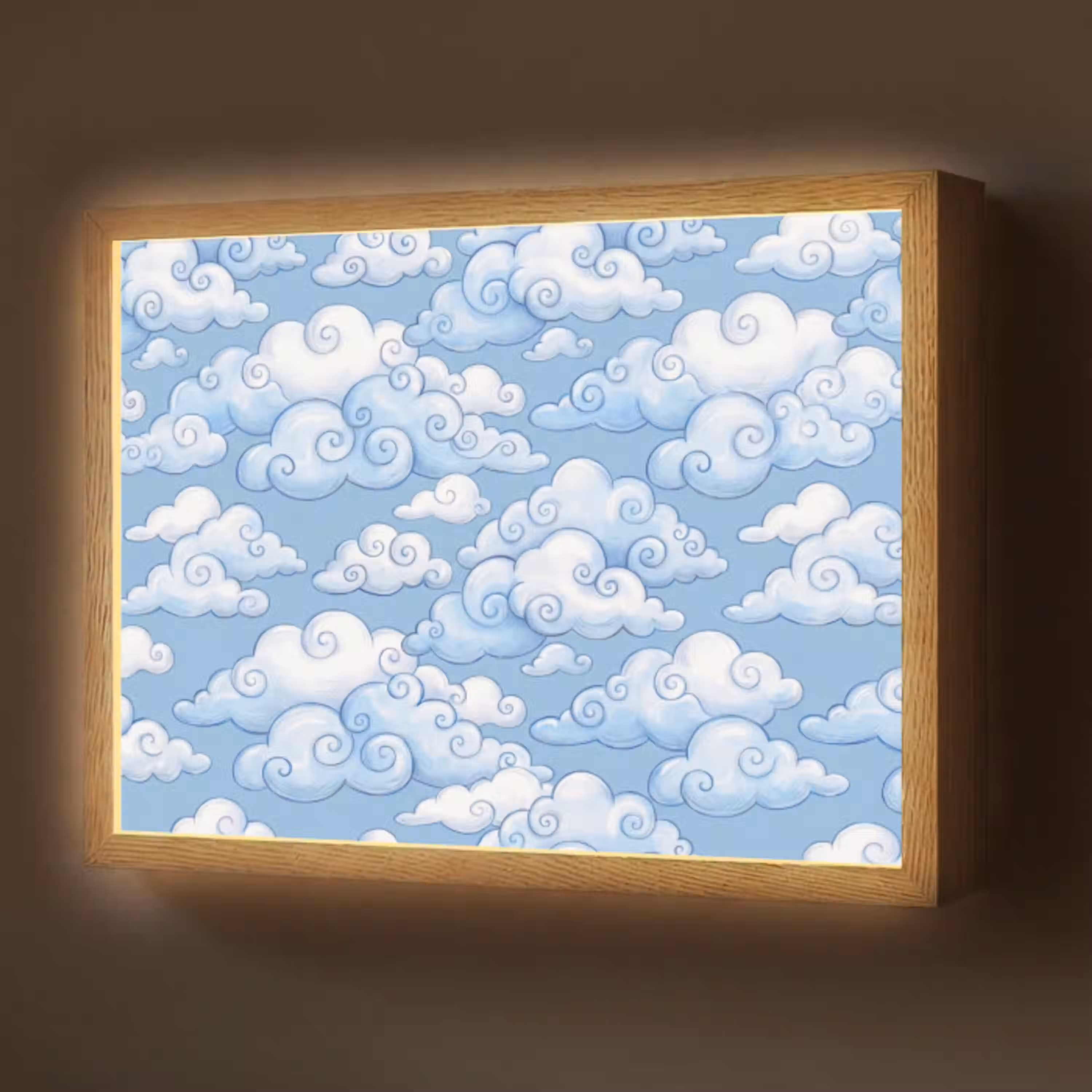 Wolken - Patroon - Hemel - Illustratie - Wit Light Box met batterij (Wandlamp) middel -z3d_website