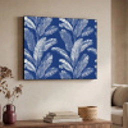 Blad - Palm - Blauw Textielframe zwart klein 947 -sfeer3