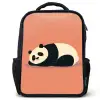 Panda - Slaap - Oranje Rugzak - Zwart middel -3d