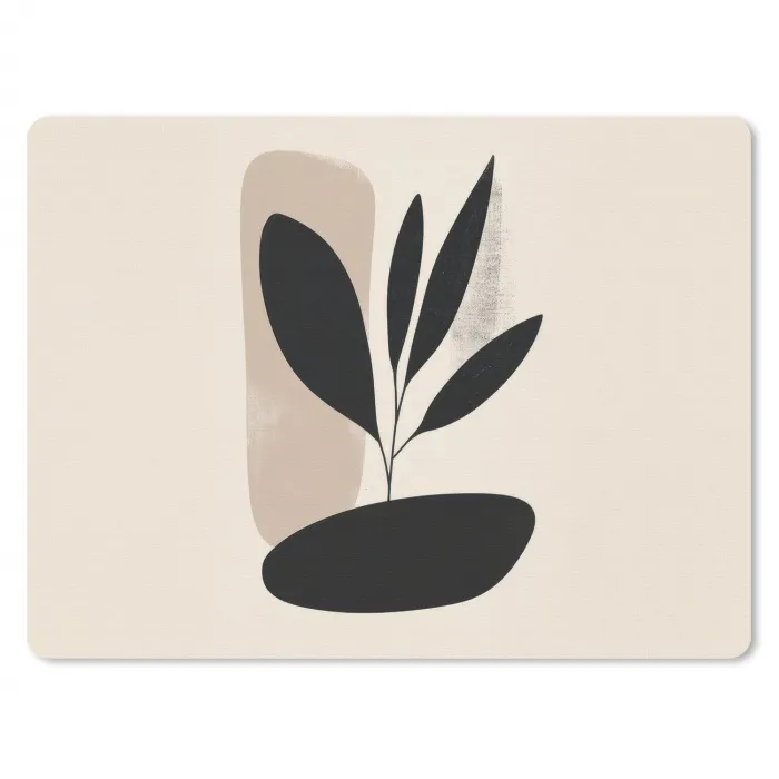 Plant - Beige - Japandi muismat rubber klein -3d