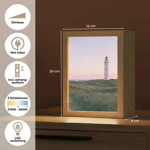 Vuurtoren - Duinlandschap - Zee Light Box met kabel (Tafellamp) klein -USP_NL