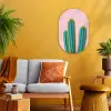 Cactussen - Modern - Pastel Wandcirkel Ovaal Forex klein -sfeer4