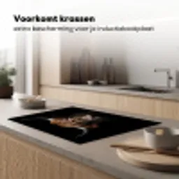 Schotse hooglander - Portret - Zwart - Dier Inductie beschermer vinyl 3mm klein -sfeer1