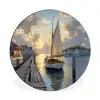 Zeilboot - Zon - Pier - Hout Wandcirkel aluminium klein -3d