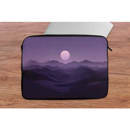 Heuvels - Paars - Mist - Zon laptophoes neopreen klein -tafel