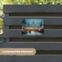 Winterkermis - Dorp - Kleurrijk tuinposter los doek klein -sfeer3