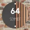 Hout en antraciet - Modern Naambord Rond klein -sfeer2
